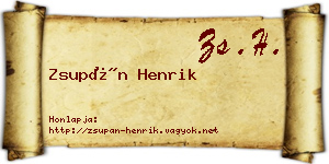 Zsupán Henrik névjegykártya